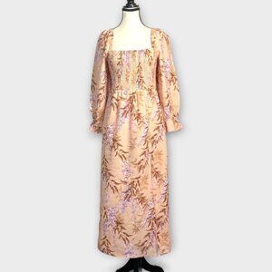 HOUSE OF HARLOW 1960 Midi Dress Sz SMALL Linen Blend Cottagecore